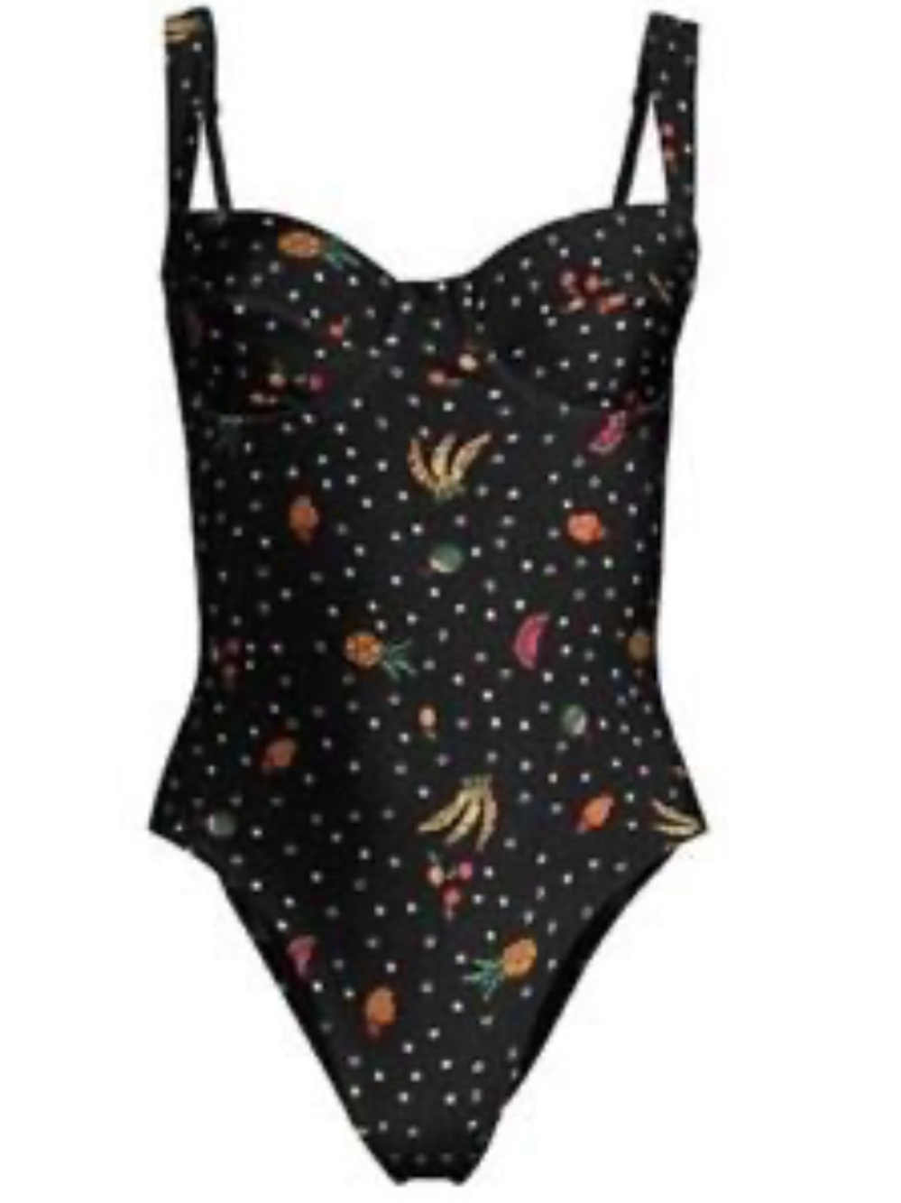 FARM Rio Black Fruit-Print One-Piece Swimsuit